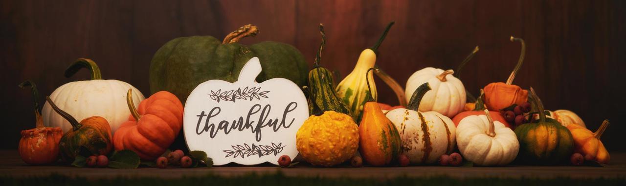 Thankful sign in harvest setting